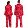 imageSWOMOG Family Matching Pajamas Silk Satin Long Sleeve Sleepwear Soft Button Down Loungewear 2 Pcs Pj SetRed Candy Cane