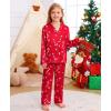 imageSWOMOG Family Matching Pajamas Silk Satin Long Sleeve Sleepwear Soft Button Down Loungewear 2 Pcs Pj SetRed Candy Cane