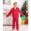 imageSWOMOG Family Matching Pajamas Silk Satin Long Sleeve Sleepwear Soft Button Down Loungewear 2 Pcs Pj SetRed Candy Cane