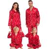 imageSWOMOG Family Matching Pajamas Silk Satin Long Sleeve Sleepwear Soft Button Down Loungewear 2 Pcs Pj SetRed Candy Cane