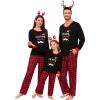 imageSWOMOG Adult Christmas Pajamas Buffalo Plaid Pajama Pants with Pockets Long Sleeve Tops for Couples ampamp FamilyBlack Merry Christmasplaid