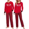 imageSWOMOG Adult Christmas Pajamas Buffalo Plaid Pajama Pants with Pockets Long Sleeve Tops for Couples ampamp FamilyRed Snowmanplaid