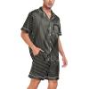 imageSWOMOG Men Satin Silk Pajamas Sets Short Sleeve Sleepwear ButtonDown PJs Sets TwoPieces Loungewear with PocketsBlack Stripe Gold