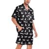 imageSWOMOG Men Satin Silk Pajamas Sets Short Sleeve Sleepwear ButtonDown PJs Sets TwoPieces Loungewear with PocketsBlack and White
