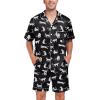 imageSWOMOG Men Satin Silk Pajamas Sets Short Sleeve Sleepwear ButtonDown PJs Sets TwoPieces Loungewear with PocketsBlack and White