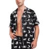 imageSWOMOG Men Satin Silk Pajamas Sets Short Sleeve Sleepwear ButtonDown PJs Sets TwoPieces Loungewear with PocketsBlack and White
