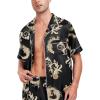 imageSWOMOG Men Satin Silk Pajamas Sets Short Sleeve Sleepwear ButtonDown PJs Sets TwoPieces Loungewear with PocketsDark Black