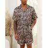 imageSWOMOG Men Satin Silk Pajamas Sets Short Sleeve Sleepwear ButtonDown PJs Sets TwoPieces Loungewear with PocketsLeopard