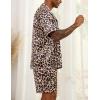 imageSWOMOG Men Satin Silk Pajamas Sets Short Sleeve Sleepwear ButtonDown PJs Sets TwoPieces Loungewear with PocketsLeopard