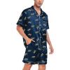 imageSWOMOG Men Satin Silk Pajamas Sets Short Sleeve Sleepwear ButtonDown PJs Sets TwoPieces Loungewear with PocketsNavy Bue Leopard