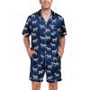 imageSWOMOG Men Satin Silk Pajamas Sets Short Sleeve Sleepwear ButtonDown PJs Sets TwoPieces Loungewear with PocketsNavy Bue Zebra