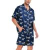 imageSWOMOG Men Satin Silk Pajamas Sets Short Sleeve Sleepwear ButtonDown PJs Sets TwoPieces Loungewear with PocketsNavy Bue Zebra