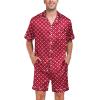imageSWOMOG Men Satin Silk Pajamas Sets Short Sleeve Sleepwear ButtonDown PJs Sets TwoPieces Loungewear with PocketsRed Floral