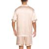 imageSWOMOG Men Silk Satin Pajamas Short Sleeve Pjs Set Button Down Sleepwear Soft Lounge Set Nightwear with PocketsChampagne