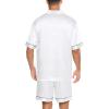 imageSWOMOG Men Silk Satin Pajamas Short Sleeve Pjs Set Button Down Sleepwear Soft Lounge Set Nightwear with PocketsWhite