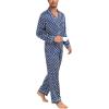 imageSWOMOG Mens Silk Satin Pajamas Set Long Sleeve Sleepwear ButtonDown Pj Twopiece Loungewear with Long Pants SXXLNavy Blue Flower