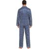 imageSWOMOG Mens Silk Satin Pajamas Set Long Sleeve Sleepwear ButtonDown Pj Twopiece Loungewear with Long Pants SXXLNavy Blue Flower