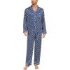 imageSWOMOG Mens Silk Satin Pajamas Set Long Sleeve Sleepwear ButtonDown Pj Twopiece Loungewear with Long Pants SXXLNavy Blue Flower