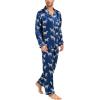 imageSWOMOG Mens Silk Satin Pajamas Set Long Sleeve Sleepwear ButtonDown Pj Twopiece Loungewear with Long Pants SXXLNavy Blue Zebra