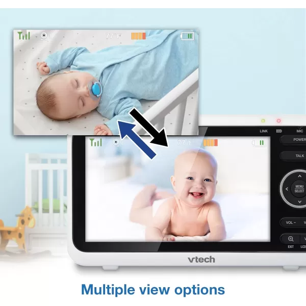 Newly Upgraded VTech VM3502 Video Monitor with Battery supports 12hr Videomode 21hr Audiomode 5 Screen 2 Cameras 1000ft Long Range Bright Night Vision 2WayTalk AutoonScreen Lullabies2 Camera