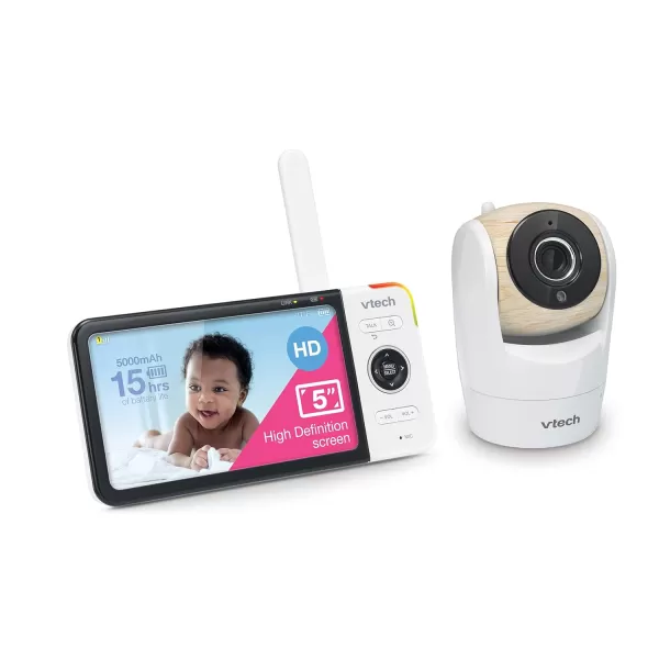 Upgraded VTech VM919HD Video Monitor with Battery Support 15hr Video Streaming 7 720p HD Display360 Panoramic Viewing 110 WideAngle ViewHD Night VisionUp to 1000ft RangeSecured Transmission1 Camera 5 Inch LCD Screen