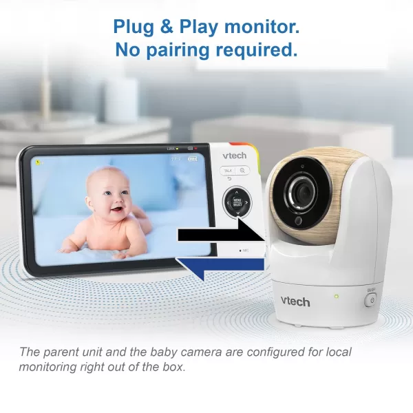 Upgraded VTech VM919HD Video Monitor with Battery Support 15hr Video Streaming 7 720p HD Display360 Panoramic Viewing 110 WideAngle ViewHD Night VisionUp to 1000ft RangeSecured Transmission1 Camera 5 Inch LCD Screen