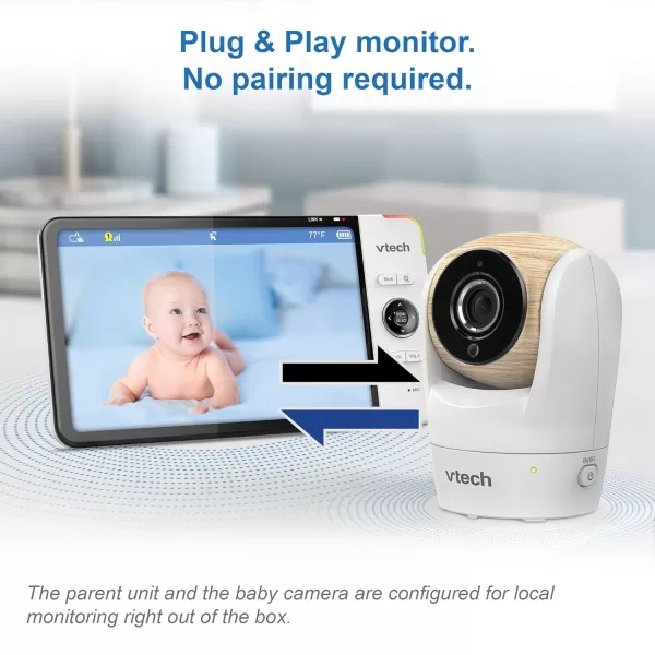 Upgraded VTech VM919HD Video Monitor with Battery Support 15hr Video Streaming 7 720p HD Display360 Panoramic Viewing 110 WideAngle ViewHD Night VisionUp to 1000ft RangeSecured Transmission2 Cameras 7 Inch LCD Screen