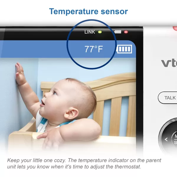 Upgraded VTech VM919HD Video Monitor with Battery Support 15hr Video Streaming 7 720p HD Display360 Panoramic Viewing 110 WideAngle ViewHD Night VisionUp to 1000ft RangeSecured Transmission1 Camera 5 Inch LCD Screen