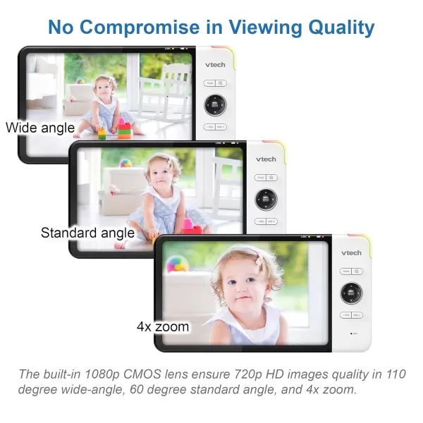 Upgraded VTech VM919HD Video Monitor with Battery Support 15hr Video Streaming 7 720p HD Display360 Panoramic Viewing 110 WideAngle ViewHD Night VisionUp to 1000ft RangeSecured Transmission2 Cameras 7 Inch LCD Screen