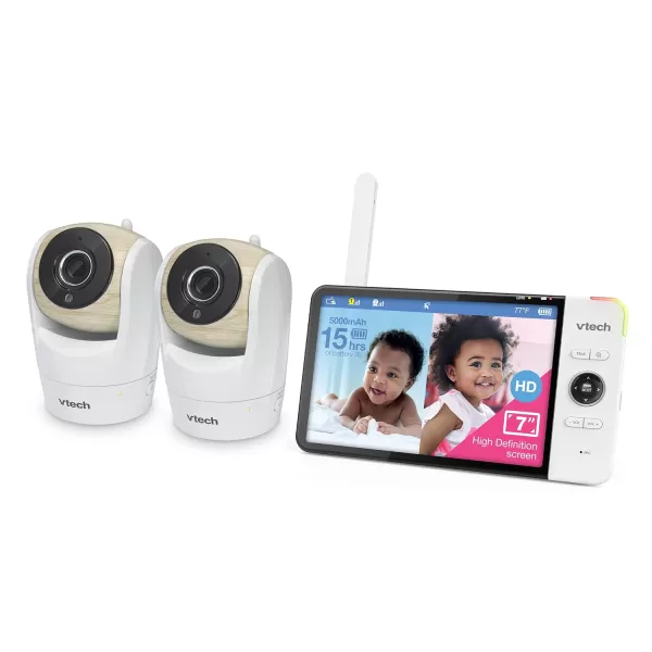 Upgraded VTech VM919HD Video Monitor with Battery Support 15hr Video Streaming 7 720p HD Display360 Panoramic Viewing 110 WideAngle ViewHD Night VisionUp to 1000ft RangeSecured Transmission2 Cameras 7 Inch LCD Screen