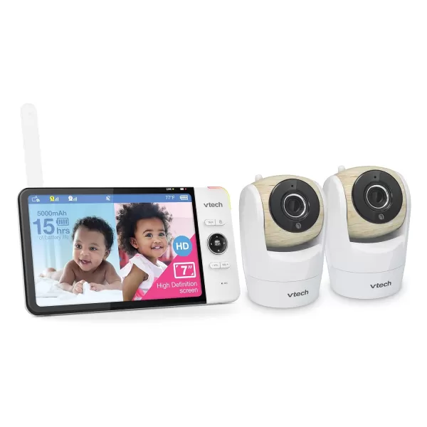 Upgraded VTech VM919HD Video Monitor with Battery Support 15hr Video Streaming 7 720p HD Display360 Panoramic Viewing 110 WideAngle ViewHD Night VisionUp to 1000ft RangeSecured Transmission2 Cameras 7 Inch LCD Screen