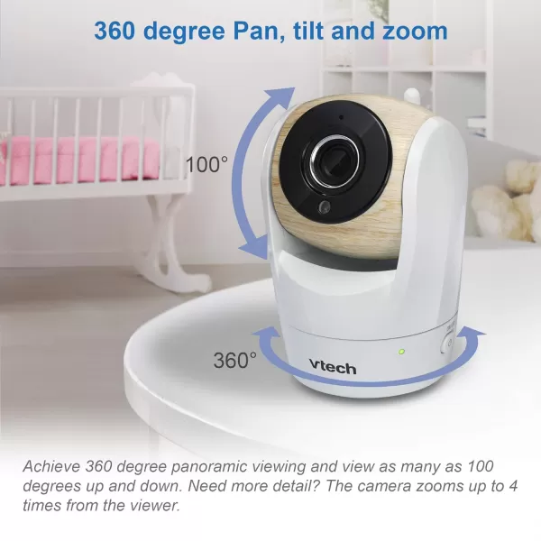 Upgraded VTech VM919HD Video Monitor with Battery Support 15hr Video Streaming 7 720p HD Display360 Panoramic Viewing 110 WideAngle ViewHD Night VisionUp to 1000ft RangeSecured Transmission1 Camera 5 Inch LCD Screen