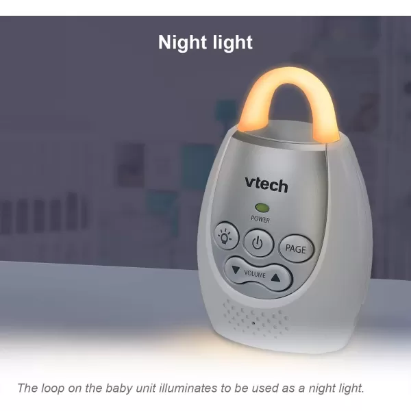 VTech DM221 Audio Baby Monitor with up to 1000 ft of Range Vibrating SoundAlert Talk Back Intercom amp Night Light Loop WhiteSilverMonitor with One Parent Unit