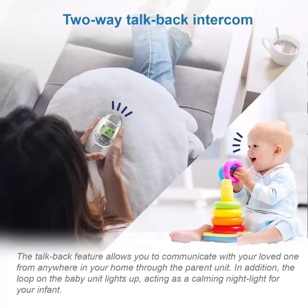 VTech DM2212 Audio Baby Monitor with up to 1000 ft of Range Vibrating SoundAlert Talk Back Intercom Night Light Loop amp Two Parent Units White1 Count Pack of 1 White