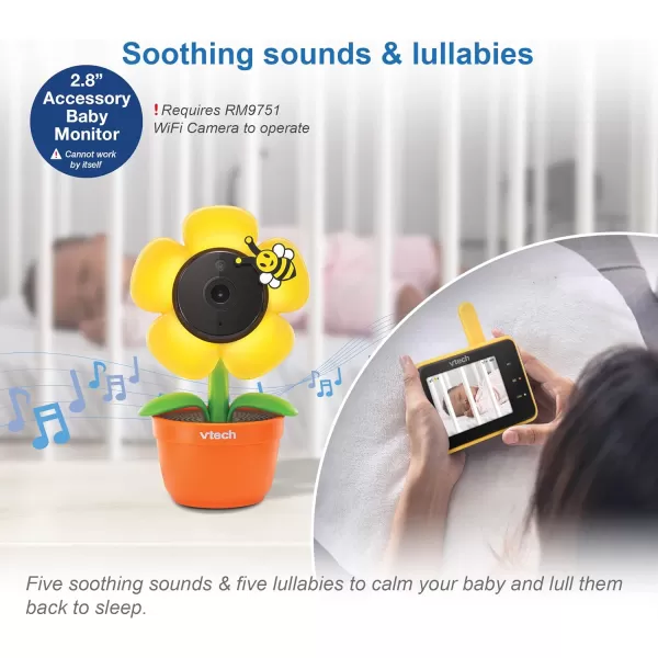 VTech RM9751 Yellow Daisy Smart WiFi Baby Camera iOS amp Android Enabled 1080p Full HD Privacy Mode Cover Night Light Soothing Sounds amp Lullabies Twoway IntercomTemperature Sensor Night VisionAccessory Viewer