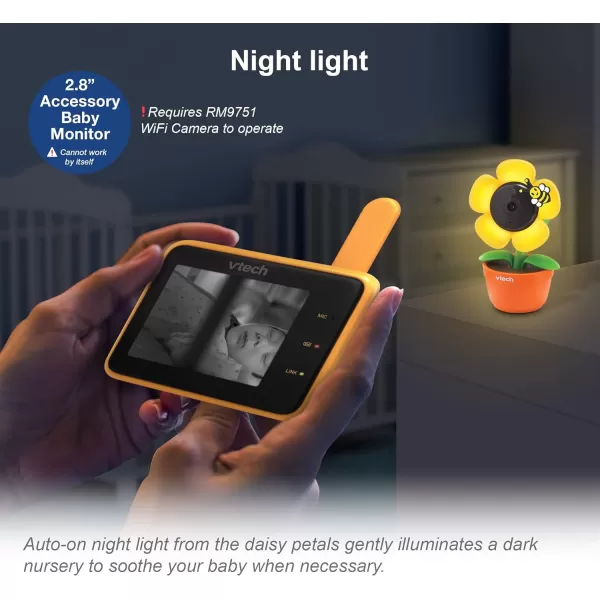 VTech RM9751 Yellow Daisy Smart WiFi Baby Camera iOS amp Android Enabled 1080p Full HD Privacy Mode Cover Night Light Soothing Sounds amp Lullabies Twoway IntercomTemperature Sensor Night VisionAccessory Viewer