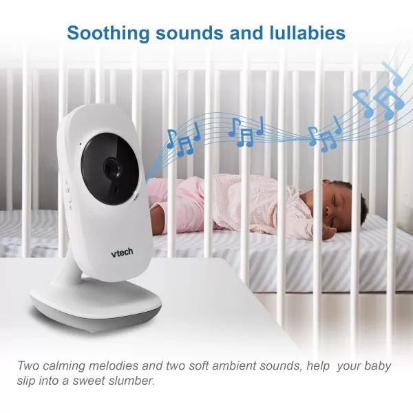 VTech VM8192 Video Baby Monitor with 19Hour Battery Life 2 Cameras 1000ft Long Range Auto Night Vision 28 Screen 2Way Audio Talk Temperature Sensor Power Saving Mode and Lullabies 480p1 camera