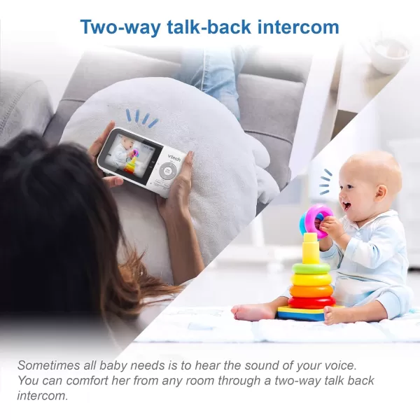 VTech VM8192 Video Baby Monitor with 19Hour Battery Life 2 Cameras 1000ft Long Range Auto Night Vision 28 Screen 2Way Audio Talk Temperature Sensor Power Saving Mode and Lullabies 480p1 camera