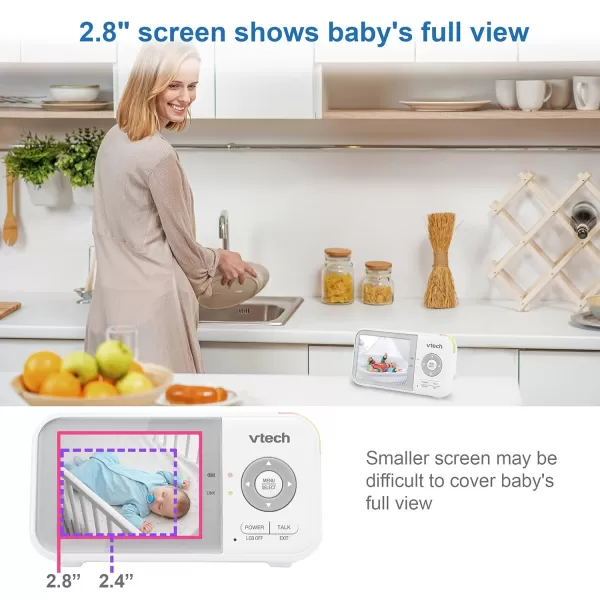 VTech VM923 Video Baby Monitor with 19Hour Battery Life 1000ft Long Range PanTiltZoom Enhanced Night Vision 28 Screen 2Way Audio Talk Temperature Sensor Power Saving Mode and Lullabies2 Cameras