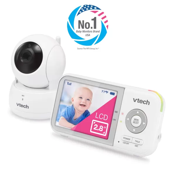 VTech VM923 Video Baby Monitor with 19Hour Battery Life 1000ft Long Range PanTiltZoom Enhanced Night Vision 28 Screen 2Way Audio Talk Temperature Sensor Power Saving Mode and Lullabies1 Camera