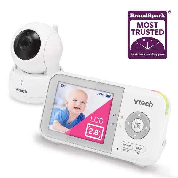 VTech VM923 Video Baby Monitor with 19Hour Battery Life 1000ft Long Range PanTiltZoom Enhanced Night Vision 28 Screen 2Way Audio Talk Temperature Sensor Power Saving Mode and Lullabies1 Camera