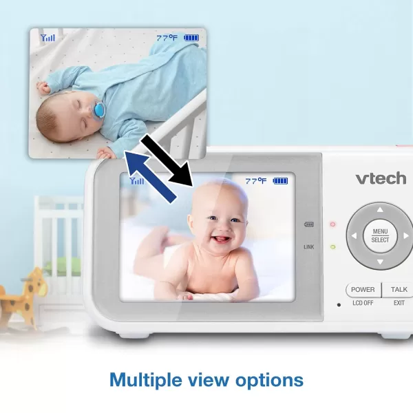 VTech VM923 Video Baby Monitor with 19Hour Battery Life 1000ft Long Range PanTiltZoom Enhanced Night Vision 28 Screen 2Way Audio Talk Temperature Sensor Power Saving Mode and Lullabies2 Cameras