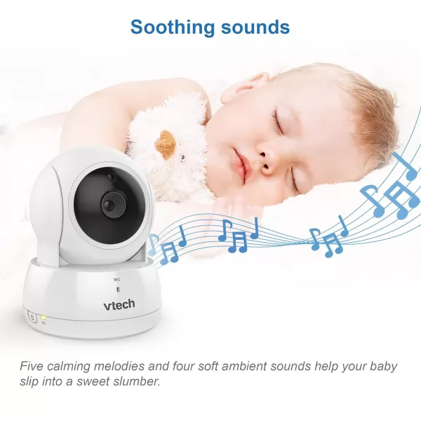 VTech VM9242 Remote PanTiltZoom 2cam Video Monitor 5 LCD Screen Up to 17 Hrs Video Streaming Night VisionUp to 1000ft RangeSoothing Sounds2Way Talk Temperature SensorSecured Transmission2 Cameras