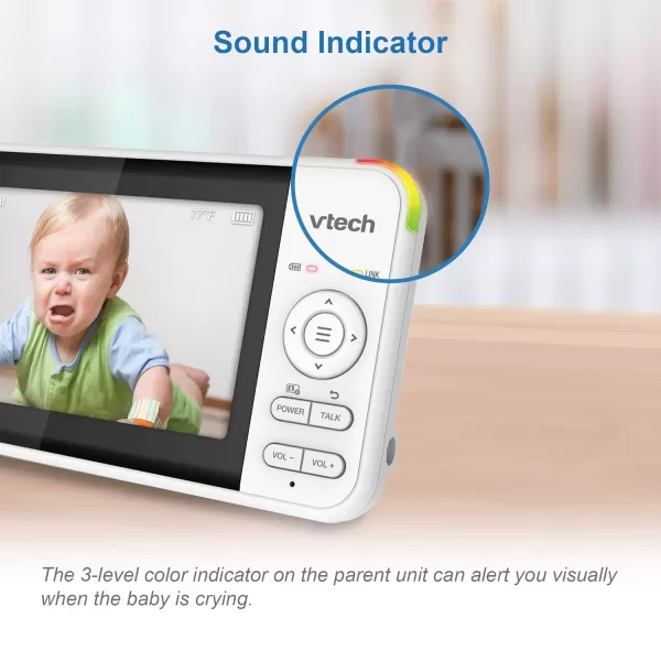 VTech VM9242 Remote PanTiltZoom 2cam Video Monitor 5 LCD Screen Up to 17 Hrs Video Streaming Night VisionUp to 1000ft RangeSoothing Sounds2Way Talk Temperature SensorSecured Transmission2 Cameras