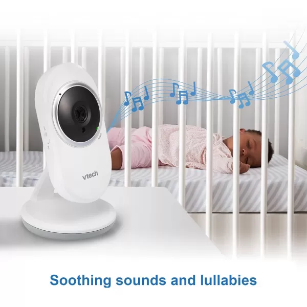 VTech Video Baby Monitor with 1000ft Long Range Auto Night Vision 28 Screen 2Way Audio Talk Temperature Sensor Power Saving Mode Lullabies and Wallmountable Camera with bracket White24 screen