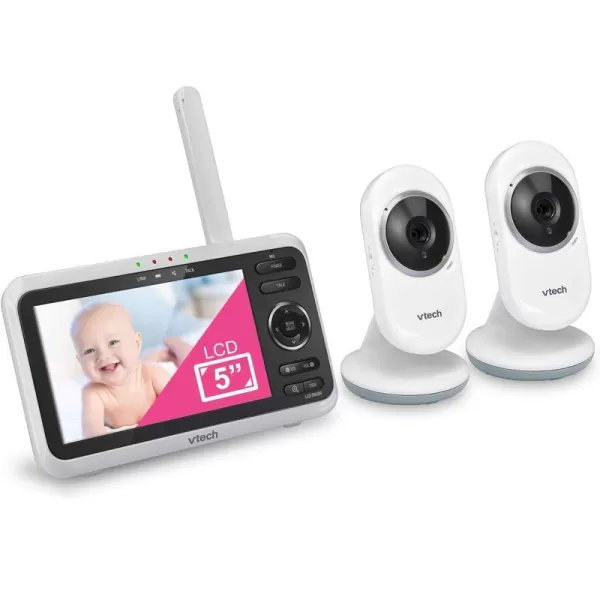 Newly Upgraded VTech VM3502 Video Monitor with Battery supports 12hr Videomode 21hr Audiomode 5 Screen 2 Cameras 1000ft Long Range Bright Night Vision 2WayTalk AutoonScreen Lullabies2 Camera