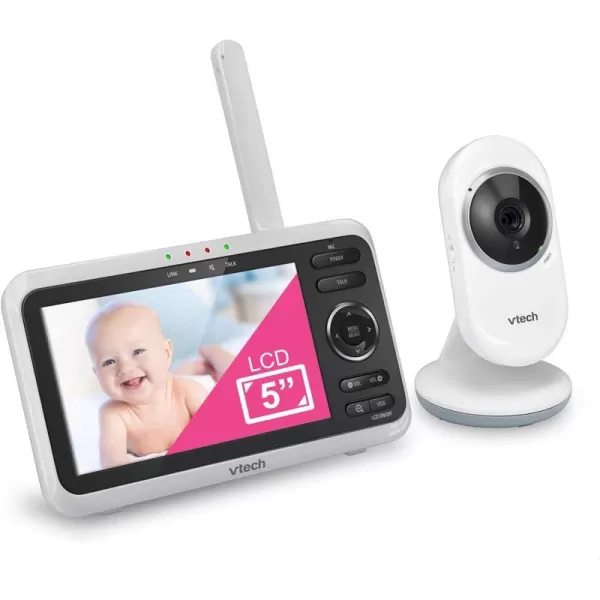 Newly Upgraded VTech VM3502 Video Monitor with Battery supports 12hr Videomode 21hr Audiomode 5 Screen 2 Cameras 1000ft Long Range Bright Night Vision 2WayTalk AutoonScreen Lullabies1 Camera