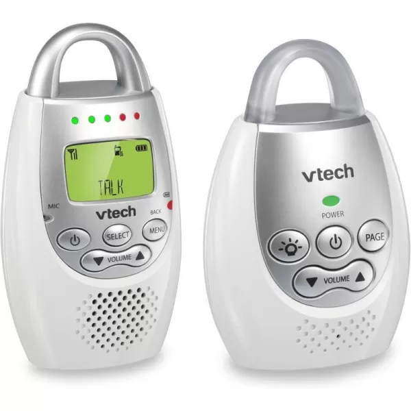 VTech DM221 Audio Baby Monitor with up to 1000 ft of Range Vibrating SoundAlert Talk Back Intercom amp Night Light Loop WhiteSilverMonitor with One Parent Unit