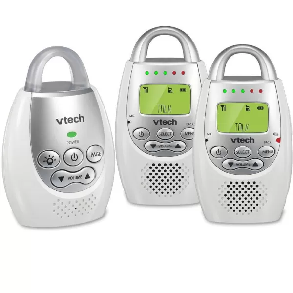 VTech DM2212 Audio Baby Monitor with up to 1000 ft of Range Vibrating SoundAlert Talk Back Intercom Night Light Loop amp Two Parent Units White1 Count Pack of 1 White