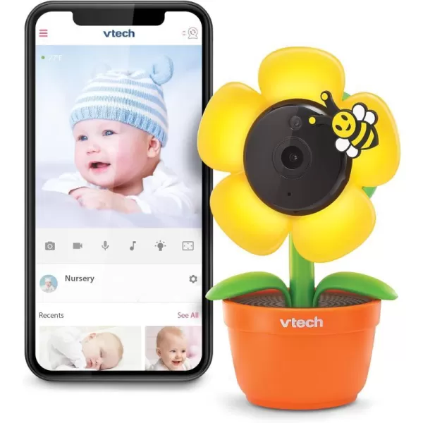 VTech RM9751 Yellow Daisy Smart WiFi Baby Camera iOS amp Android Enabled 1080p Full HD Privacy Mode Cover Night Light Soothing Sounds amp Lullabies Twoway IntercomTemperature Sensor Night VisionWiFi Camera